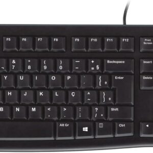 Teclado com fio USB Logitech K120, Resistente à Respingos, Barra de Espaço Curva, Compatível com PC e Notebook, Layout ABNT2
