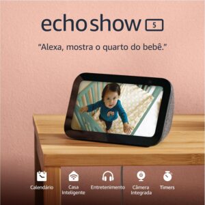Echo Show 5 (Última geração) | Smart display com Alexa, graves 2x mais potentes e som mais nítido | Cor Preta
