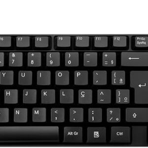 Teclado Com Fio Compacto Sem Marca Conexão Usb Cabo de 120cm Resistente Água Preto - TC193BU