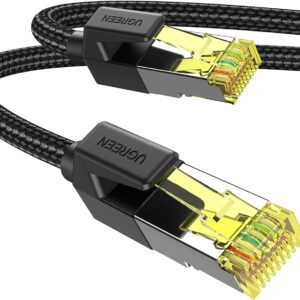 UGREEN Cabo Ethernet Cat 7 de 3 m, cabo de Internet trançado de alta velocidade Cat7 RJ45 Cabo de rede LAN blindado interno resistente compatível com jogos PC PS5 PS4 PS3 Xbox Modem Router Smart TV 3