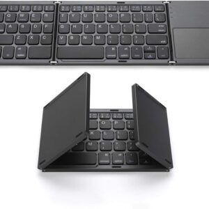 Teclado sem fio BT teclado dobrável portátil ultra fino teclado BT com touchpad para Windows/Android/iOS Cinza