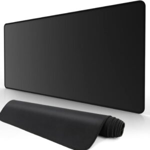 Mouse Pad Preto Extra Grande de Tecido com Base Antiderrapante Otimizado para Jogos e com Superfície de Contato Especial Ideal Para Setup Gamer Moderno - Grande 80X30